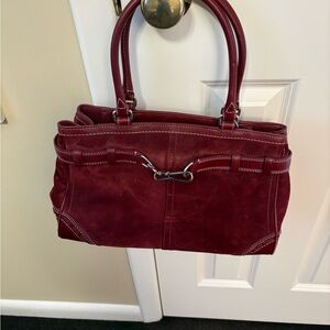 Coach Burgundy Suede Shoulder Bag
